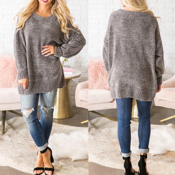 RYLEE Softest Chenille Sweater - ASH GREY - Picture 3 of 6